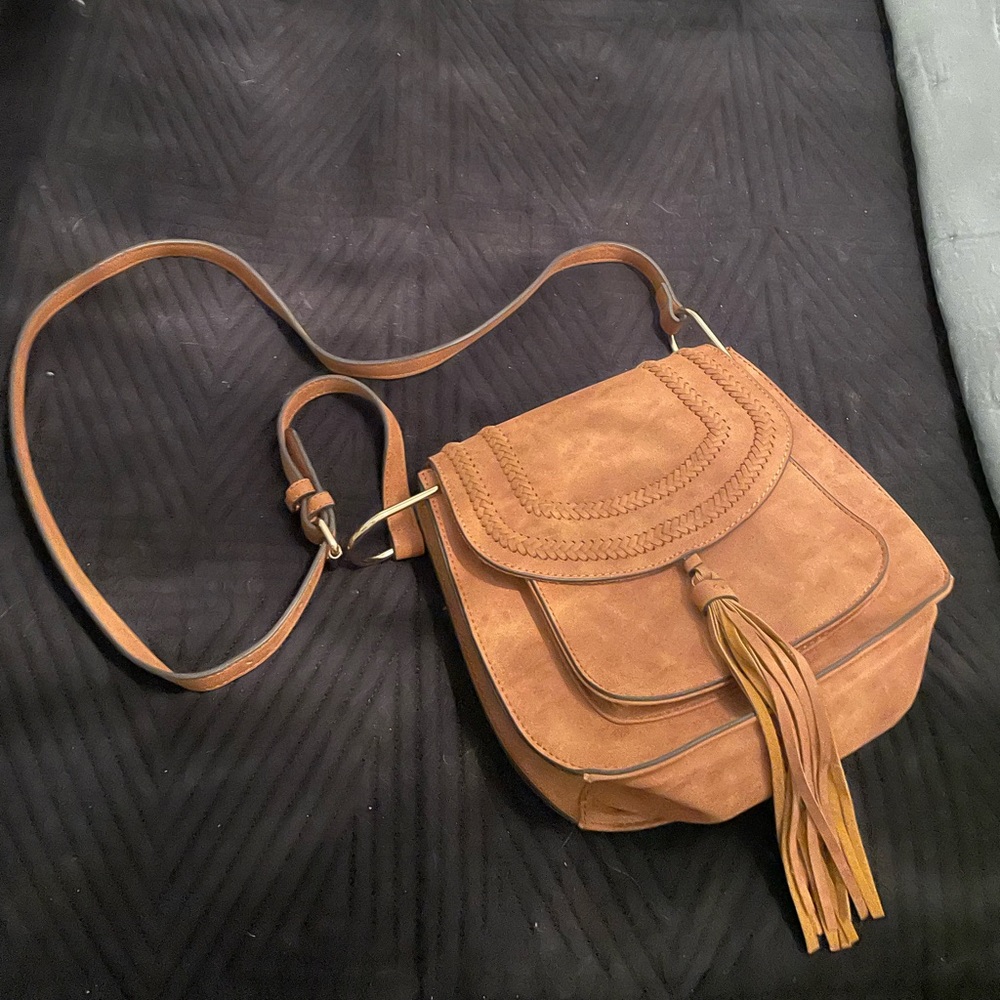 Tan bag with Tassel and Braiding